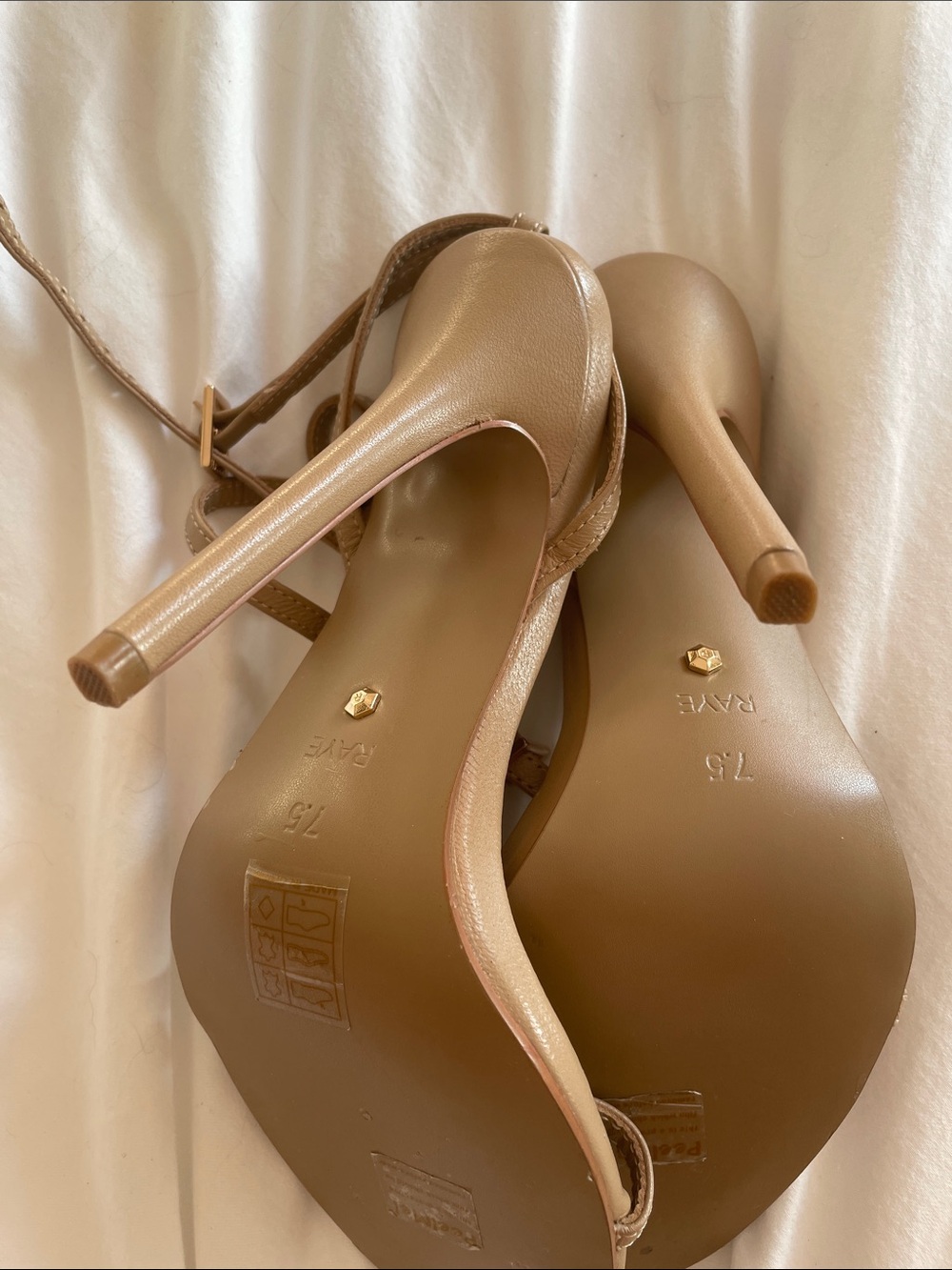 RAYE Brown Thin‑Strap Ankle Wrap nude Heels - Picture 5 of 14